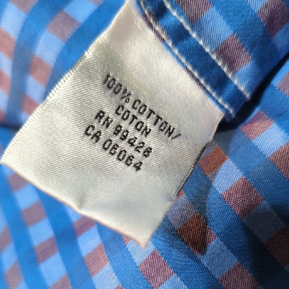 Bugatchi Blue and Brown Casual Button Down Shirt - Picture 6 of 16